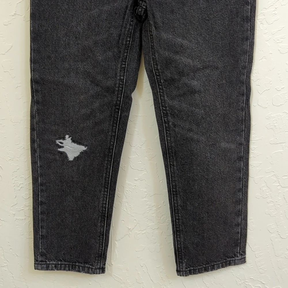Zara Girls Black Mom Fit Distressed Elastic Waist Jeans Size 9